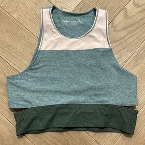 Outdoor Voices Tri-Tone Slashback Bra/Crop Top